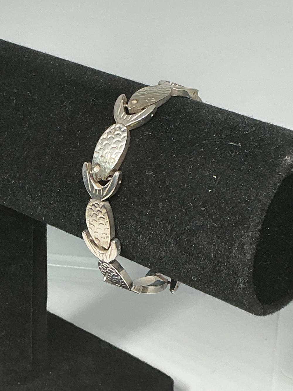 Vintage Sterling Silver School of Fish Link Bracelet Unisex